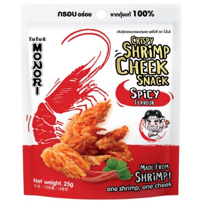 MONORI SHRIMP CHEEK SNACK SPICY FLAVOR 25G (36 Units Per Carton)