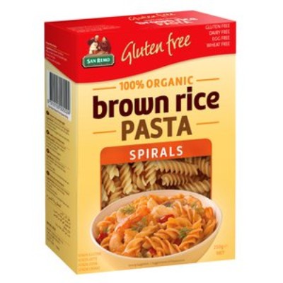 SAN REMO Organic Brown RiceSpirals 250gm Unit (12 Units Per Carton)
