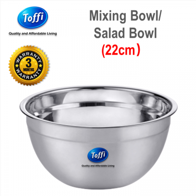 [TOFFI] 22cm Extra Deep Mixing Bowl  Salad Bowl Stainless Steel (K5422)
