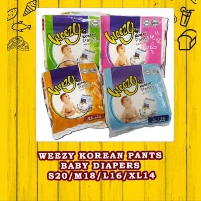 WEEZY SIZE XL (S200pcs M180pcs L160pcs XL140pcs XXL120pcs) WEEZY BABY PANTS PAMPERS (GRED A ) PANTS PULL UP DIAPER PAMPER LAMPIN MURAH KILANG HARGA JIMAT BORONG