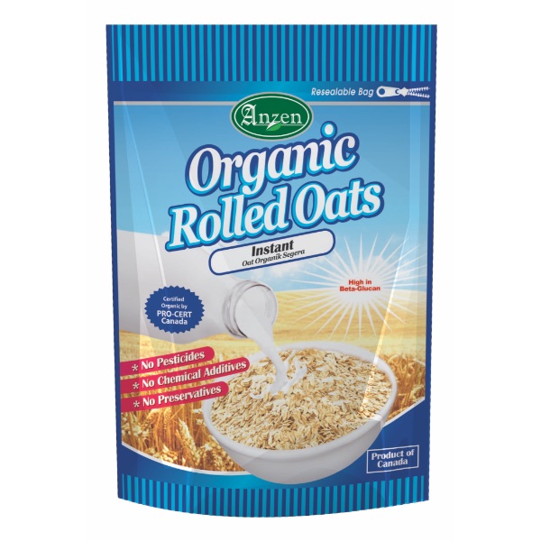 ANZEN Organic Rolled Oats - Instant 500gm Pack (12 Units Per Carton)