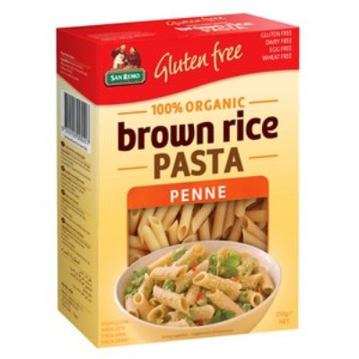 SAN REMO Organic Brown RicePenne 250gm Unit (12 Units Per Carton)
